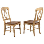 Chaise de salle à manger bicolore vieillie, lot de 2 – Blé crémeux et brun pacane