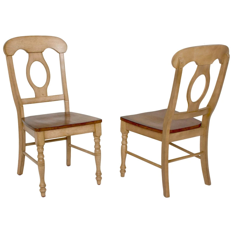 Chaise de salle à manger bicolore vieillie, lot de 2 – Blé crémeux et brun pacane
