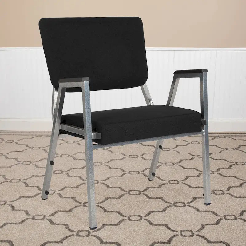 Fauteuil de réception bariatrique en vinyle noir/tissu, un place, 5 couleurs