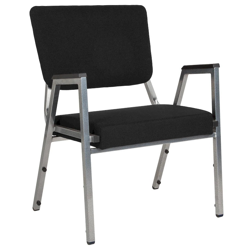 Fauteuil de réception bariatrique en vinyle noir/tissu, un place, 5 couleurs