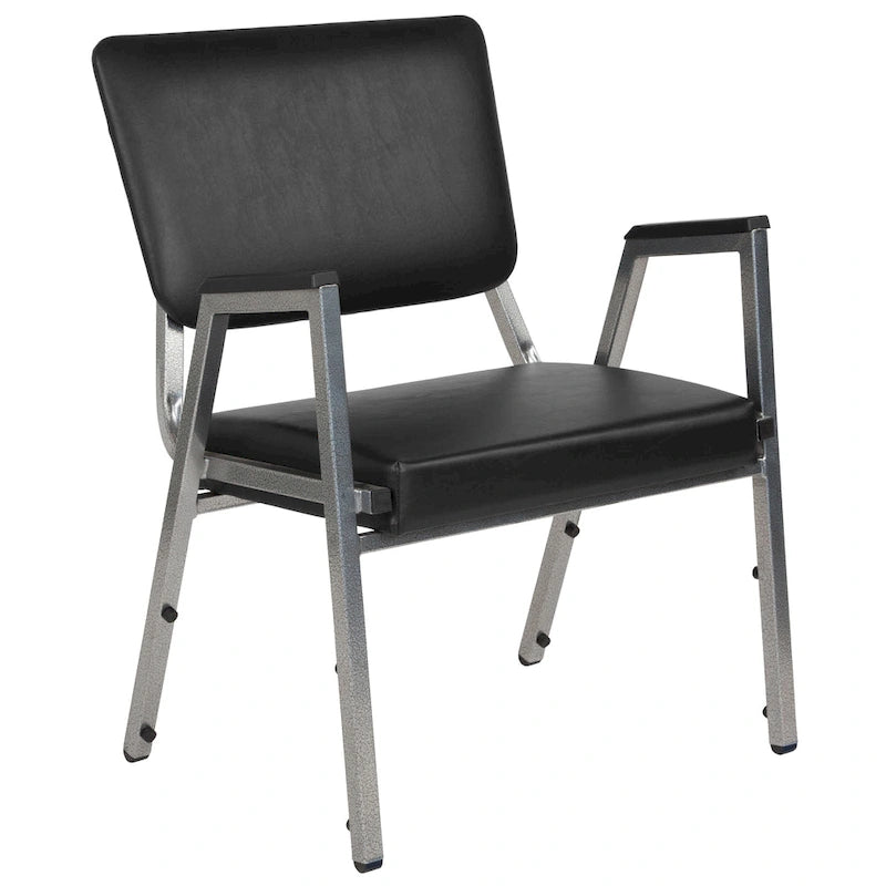 Fauteuil de réception bariatrique en vinyle noir/tissu, un place, 5 couleurs