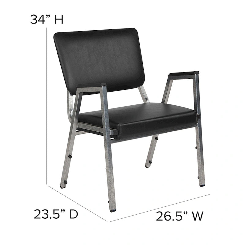 Fauteuil de réception bariatrique en vinyle noir/tissu, un place, 5 couleurs