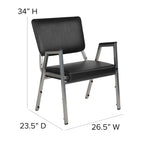 Fauteuil de réception bariatrique en vinyle noir/tissu, un place, 5 couleurs