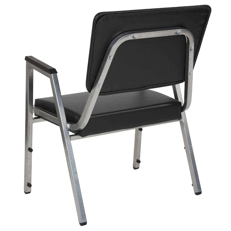 Fauteuil de réception bariatrique en vinyle noir/tissu, un place, 5 couleurs