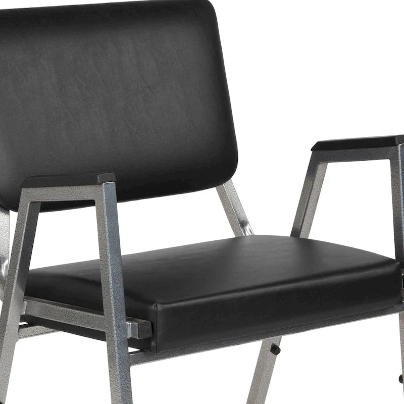 Fauteuil de réception bariatrique en vinyle noir/tissu, un place, 5 couleurs