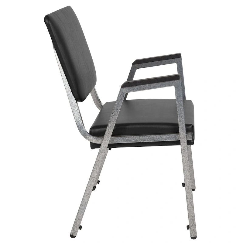 Fauteuil de réception bariatrique en vinyle noir/tissu, un place, 5 couleurs