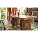Table de salle à manger en bois massif Noyer Miel, style rustique, 6 à 8 places