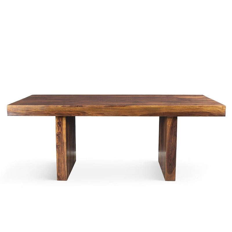 Table de salle à manger en bois massif Noyer Miel, style rustique, 6 à 8 places