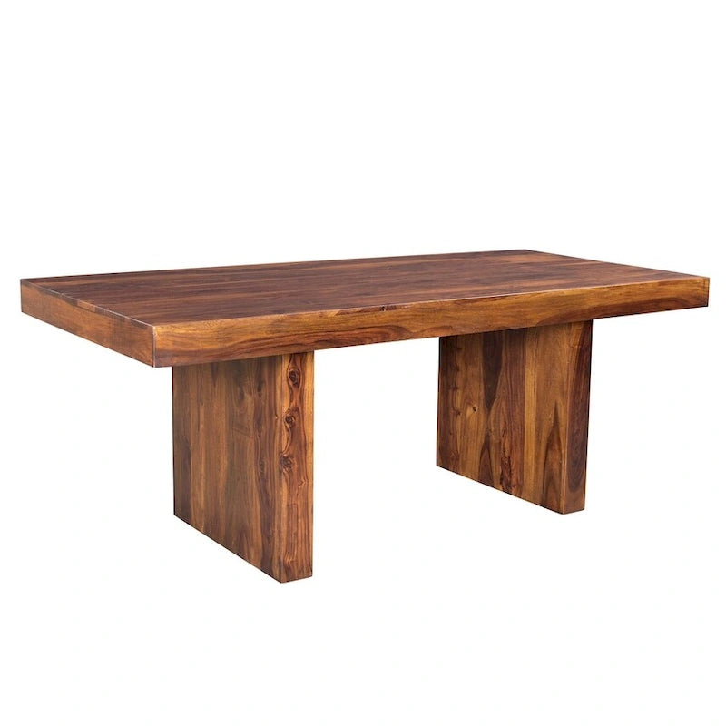 Table de salle à manger en bois massif Noyer Miel, style rustique, 6 à 8 places