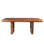 Table de salle à manger en bois massif Noyer Miel, style rustique, 6 à 8 places