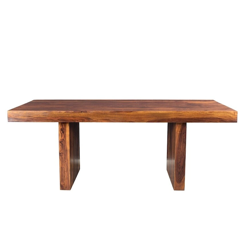 Table de salle à manger en bois massif Noyer Miel, style rustique, 6 à 8 places
