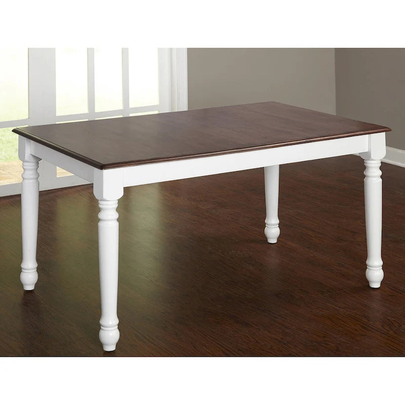 Table de salle à manger rectangulaire en noyer/hévéa blanc, 6 places