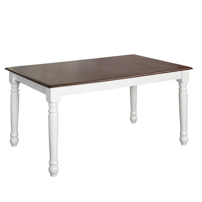 Table de salle à manger rectangulaire en noyer/hévéa blanc, 6 places