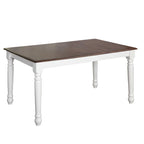 Table de salle à manger rectangulaire en noyer/hévéa blanc, 6 places