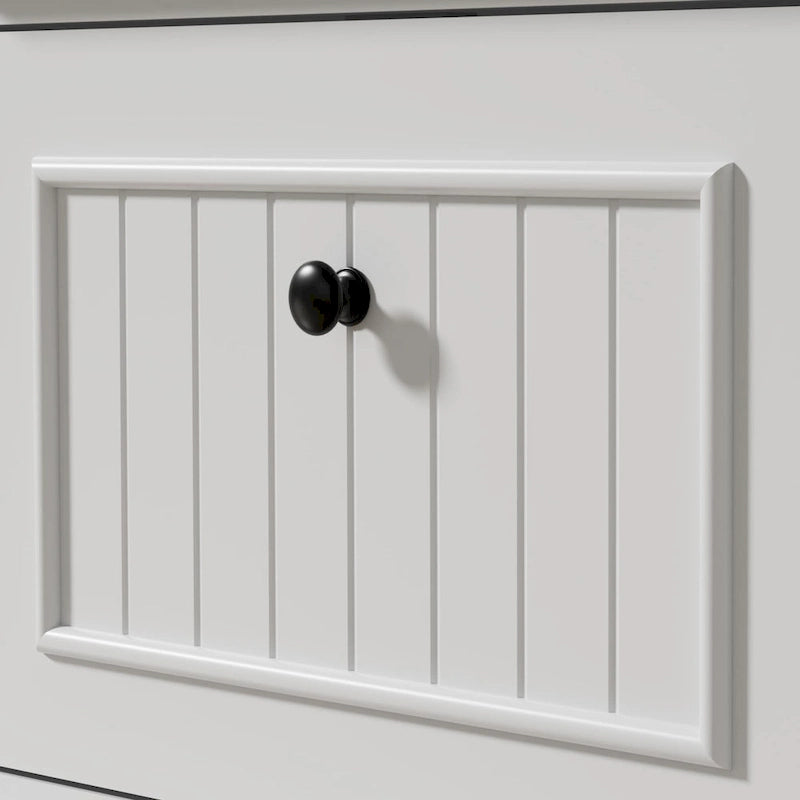 Meuble TV extensible blanc avec rangement, convient aux téléviseurs jusqu'à 85 pouces
