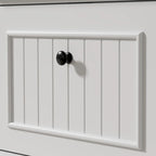 Meuble TV extensible blanc avec rangement, convient aux téléviseurs jusqu'à 85 pouces