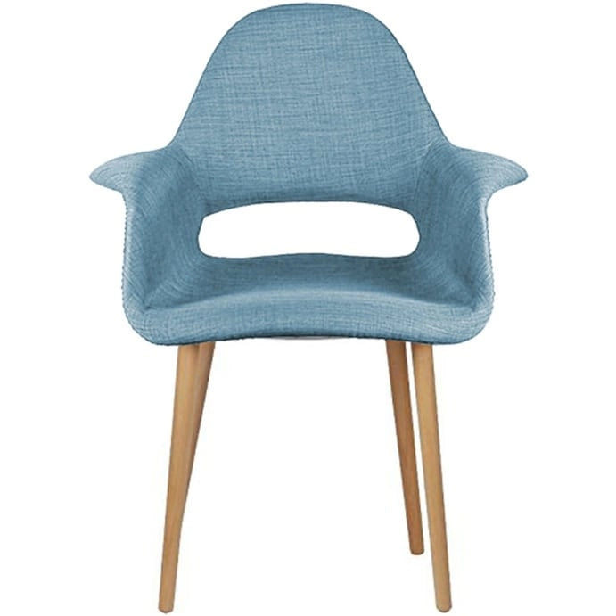 Fauteuil d'appoint rembourré en tissu patchwork multicolore / uni avec pieds en bois – Siège unique