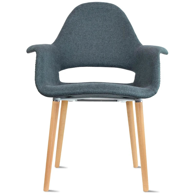 Fauteuil d'appoint rembourré en tissu patchwork multicolore / uni avec pieds en bois – Siège unique