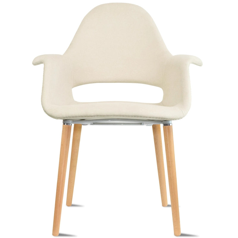 Fauteuil d'appoint rembourré en tissu patchwork multicolore / uni avec pieds en bois – Siège unique