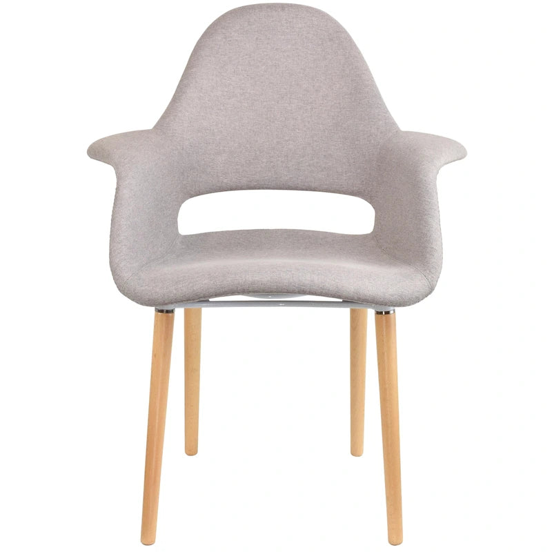 Fauteuil d'appoint rembourré en tissu patchwork multicolore / uni avec pieds en bois – Siège unique
