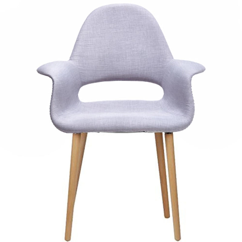 Fauteuil d'appoint rembourré en tissu patchwork multicolore / uni avec pieds en bois – Siège unique