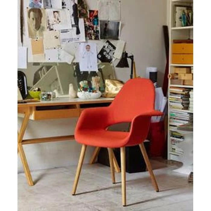 Fauteuil d'appoint rembourré en tissu patchwork multicolore / uni avec pieds en bois – Siège unique