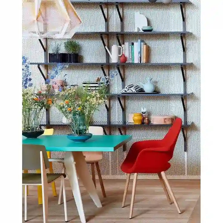 Fauteuil d'appoint rembourré en tissu patchwork multicolore / uni avec pieds en bois – Siège unique