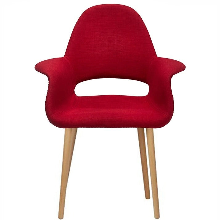 Fauteuil d'appoint rembourré en tissu patchwork multicolore / uni avec pieds en bois – Siège unique