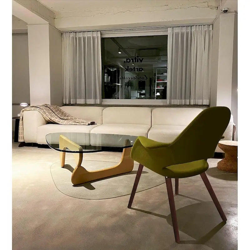 Fauteuil d'appoint rembourré en tissu patchwork multicolore / uni avec pieds en bois – Siège unique