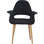 Fauteuil d'appoint rembourré en tissu patchwork multicolore / uni avec pieds en bois – Siège unique
