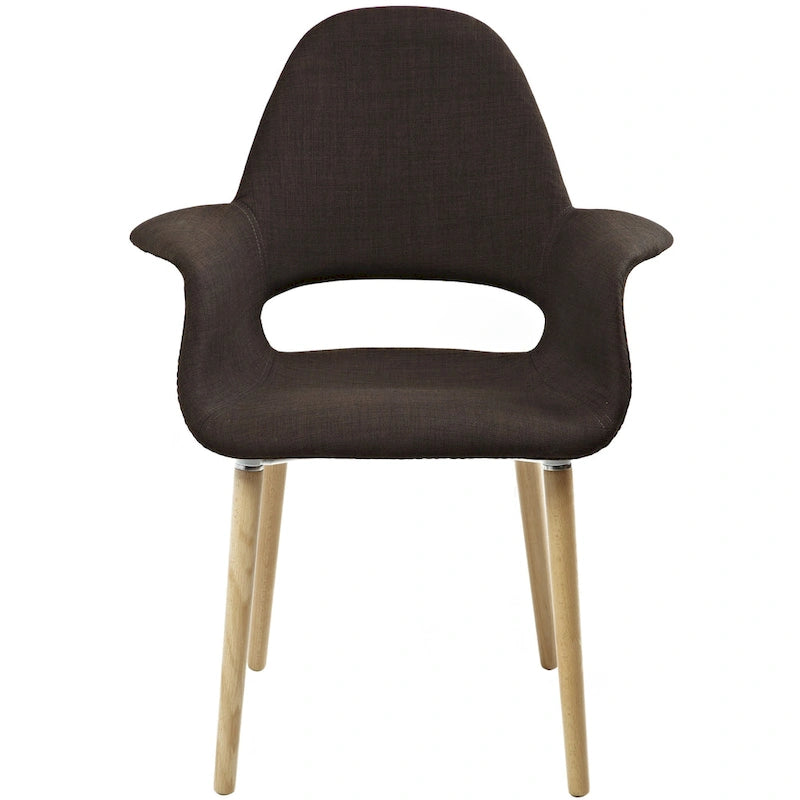 Fauteuil d'appoint rembourré en tissu patchwork multicolore / uni avec pieds en bois – Siège unique