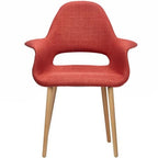 Fauteuil d'appoint rembourré en tissu patchwork multicolore / uni avec pieds en bois – Siège unique