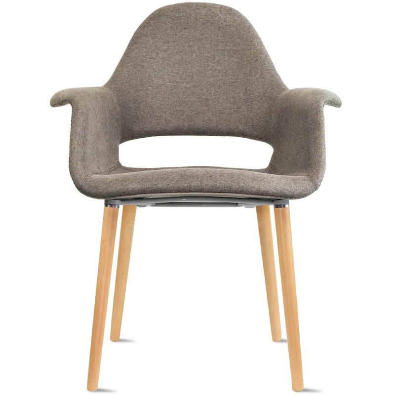 Fauteuil d'appoint rembourré en tissu patchwork multicolore / uni avec pieds en bois – Siège unique