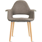 Fauteuil d'appoint rembourré en tissu patchwork multicolore / uni avec pieds en bois – Siège unique