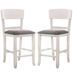 Chaise de comptoir blanche et grise, dossier incurvé, lot de 2