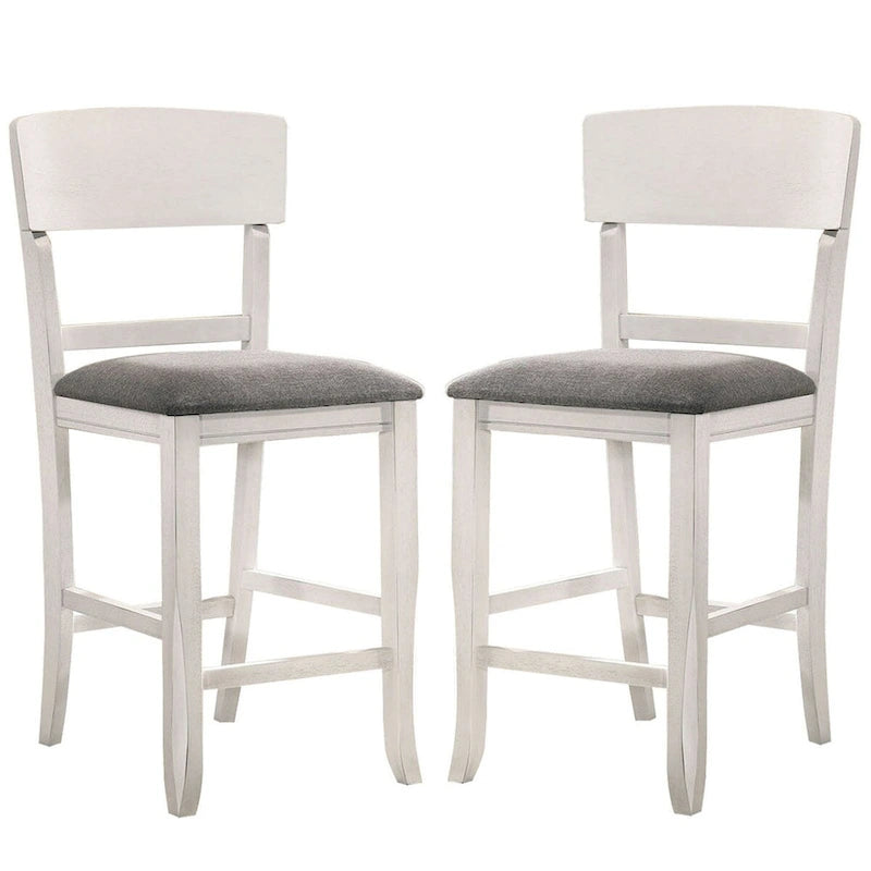 Chaise de comptoir blanche et grise, dossier incurvé, lot de 2