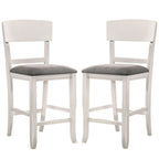 Chaise de comptoir blanche et grise, dossier incurvé, lot de 2