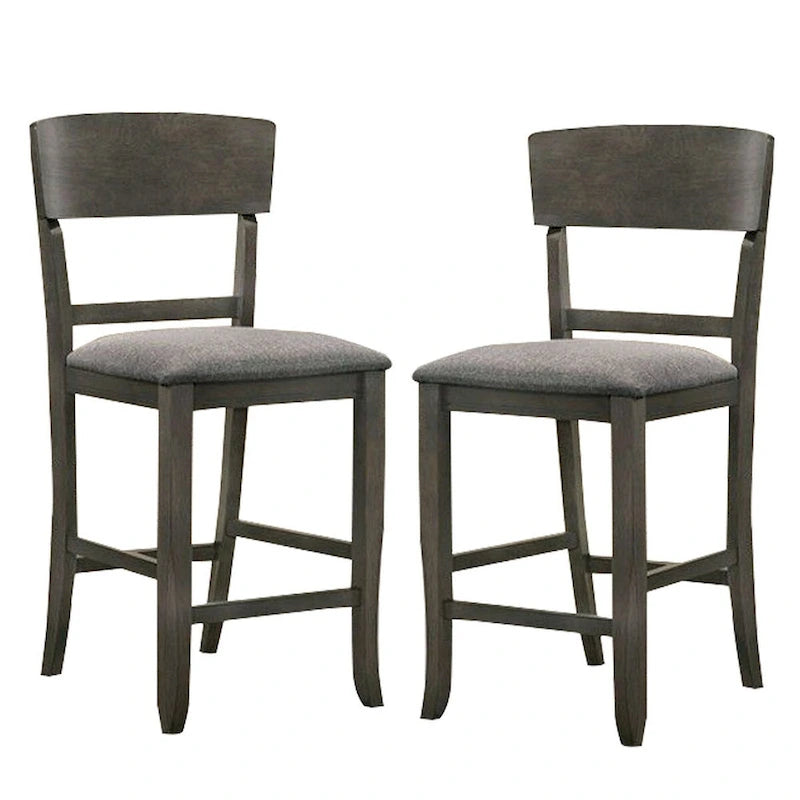 Chaise de comptoir blanche et grise, dossier incurvé, lot de 2