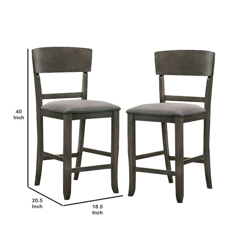 Chaise de comptoir blanche et grise, dossier incurvé, lot de 2