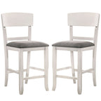 Chaise de comptoir blanche et grise, dossier incurvé, lot de 2