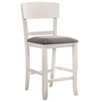 Chaise de comptoir blanche et grise, dossier incurvé, lot de 2