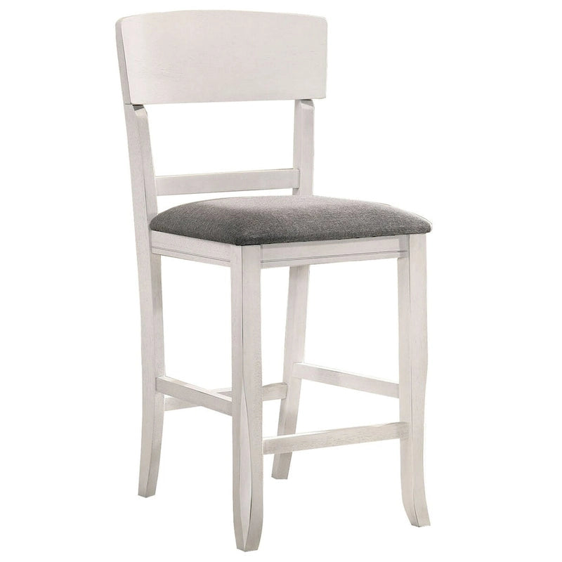 Chaise de comptoir blanche et grise, dossier incurvé, lot de 2