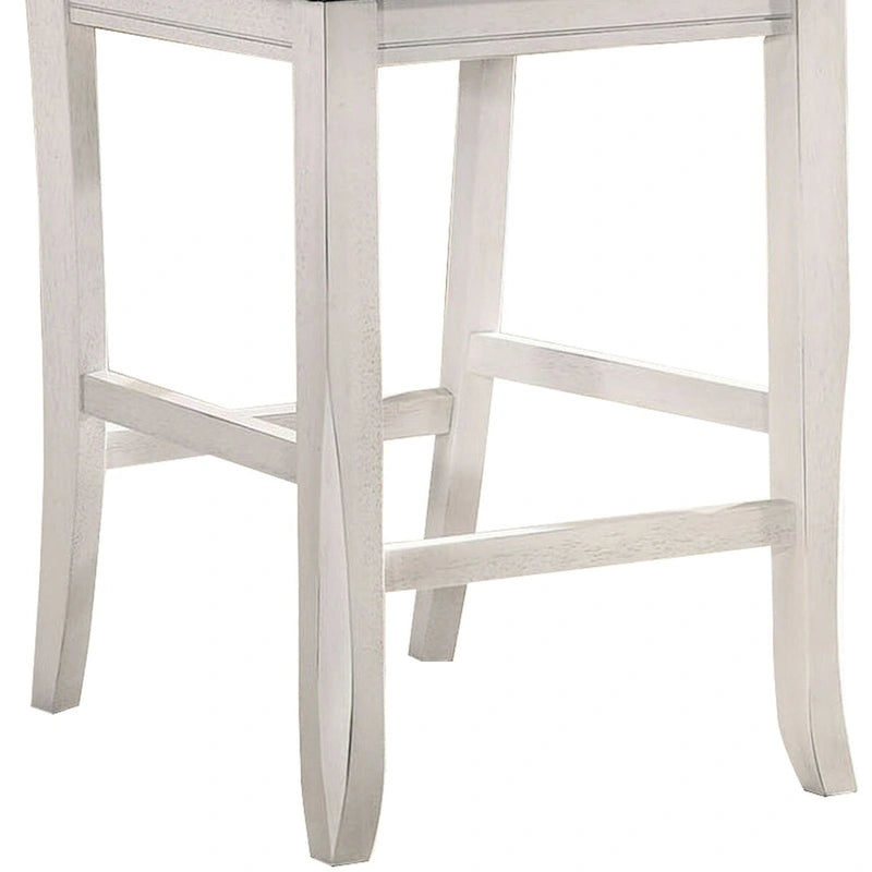 Chaise de comptoir blanche et grise, dossier incurvé, lot de 2