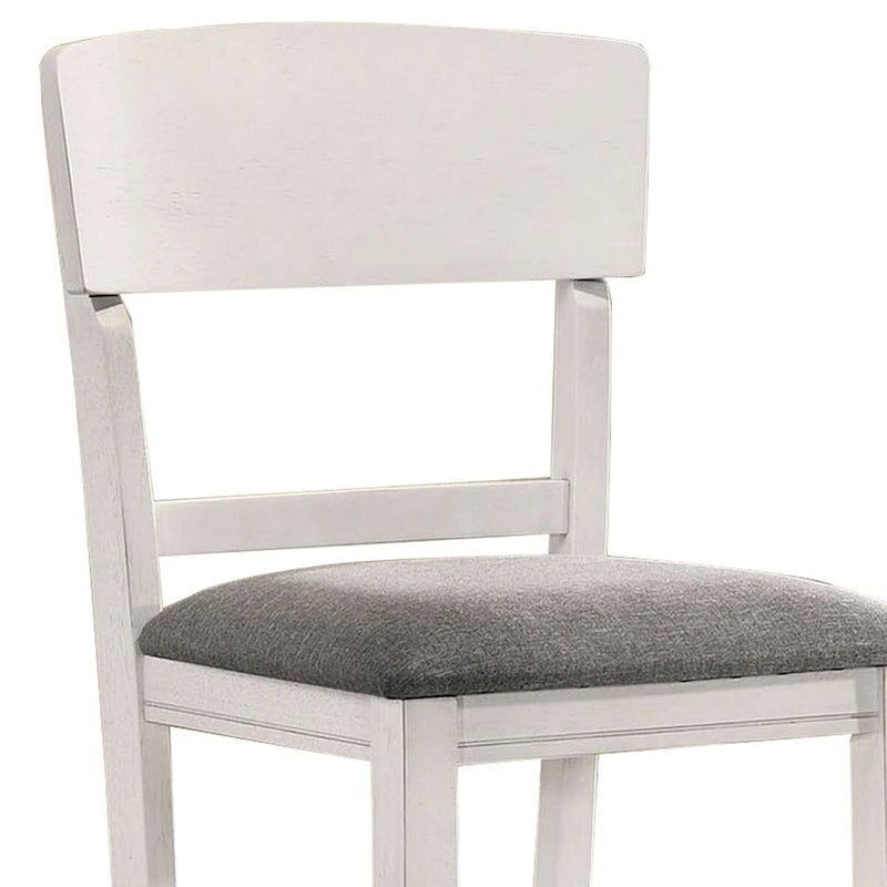 Chaise de comptoir blanche et grise, dossier incurvé, lot de 2