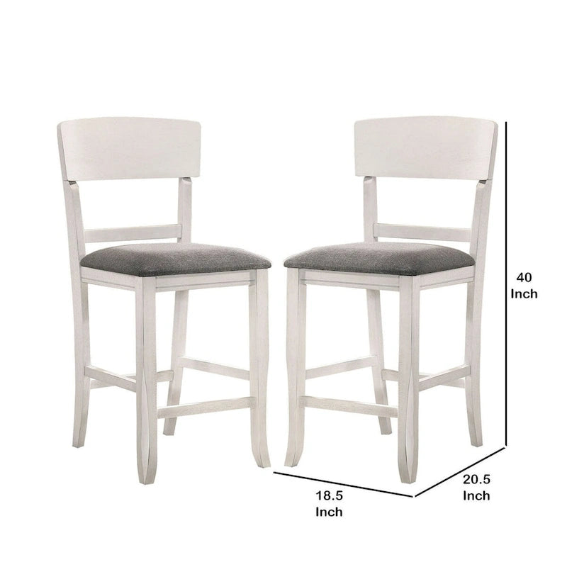 Chaise de comptoir blanche et grise, dossier incurvé, lot de 2