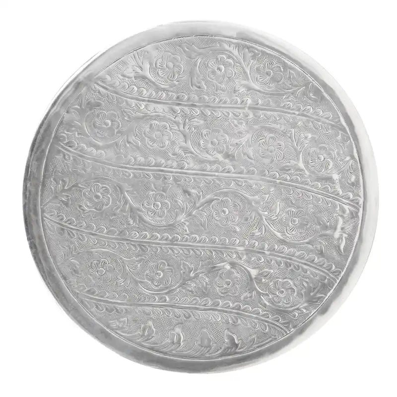Table d'appoint ronde argentée pour 1 personne, cadre en métal, 38 cm (l) x 38 cm (P) x 48 cm (H)