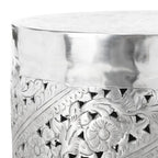 Table d'appoint ronde argentée pour 1 personne, cadre en métal, 38 cm (l) x 38 cm (P) x 48 cm (H)