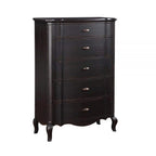 Commode haute noire à 5 tiroirs avec pieds galbés, Utilisateur unique