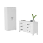 Ensemble de chambre à coucher armoire blanche 2 portes et commode 6 tiroirs