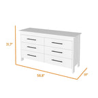 Ensemble de chambre à coucher armoire blanche 2 portes et commode 6 tiroirs